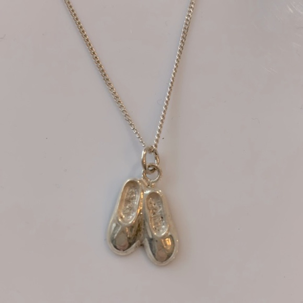 925 Sterling Silver Necklace with Ballet Slippers Pendant